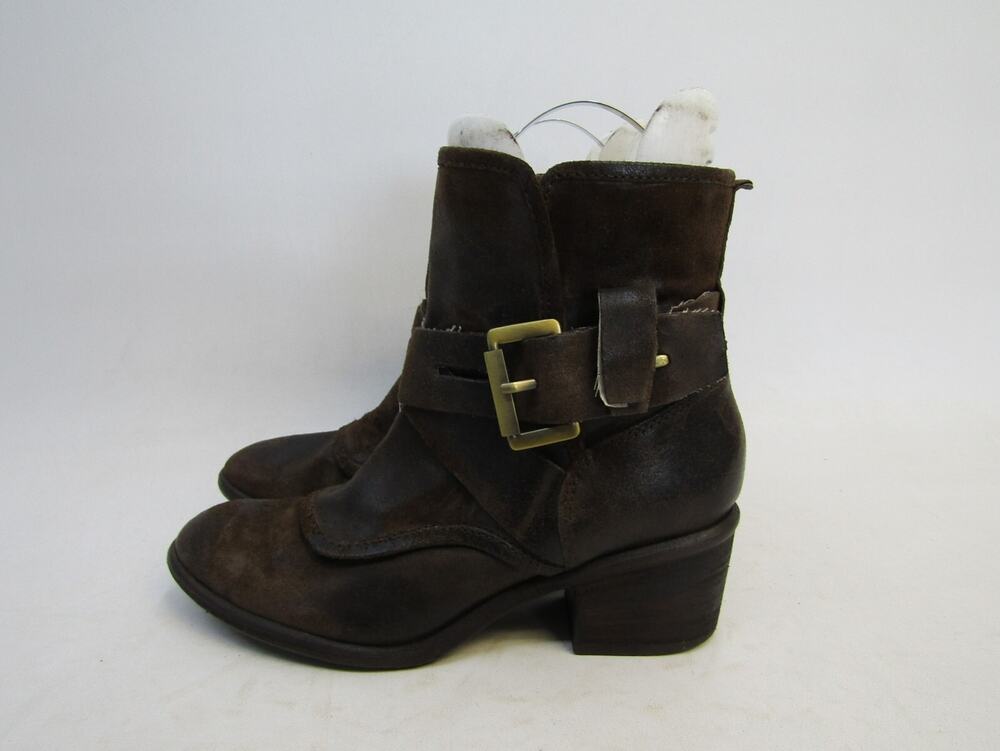 DONALD j PLINER Women Sz 6.5 M Brown Suede Buckle Zip Ankle Fashion Boots Bootie
